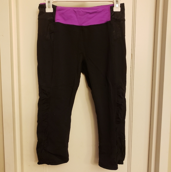 Kyodan Color Block Gloss Print Capri Legging Black - Picture 1 of 6